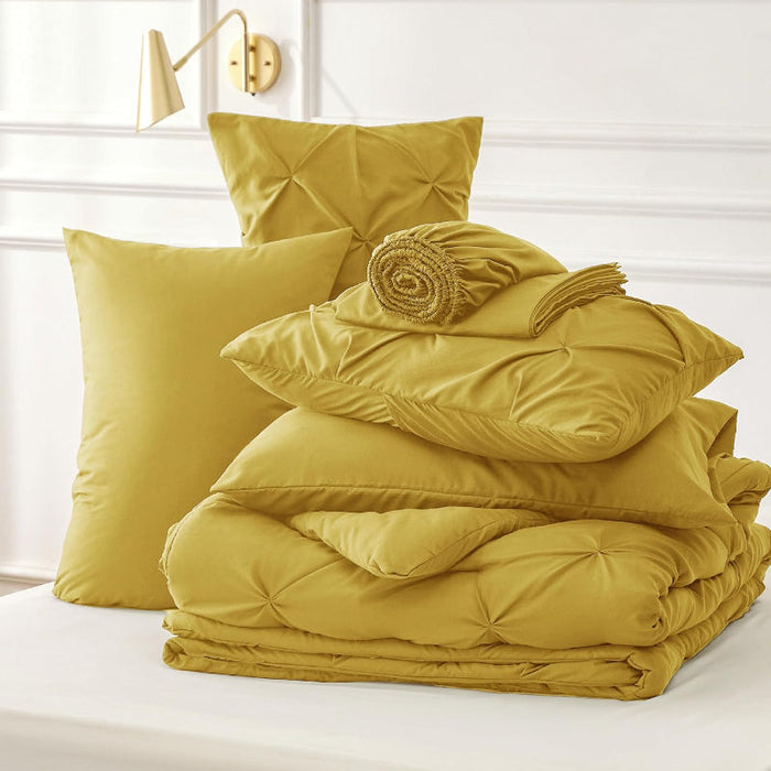 7 Pieces Comforters Pintuck Bedding Sets With Pillowcases And Shams