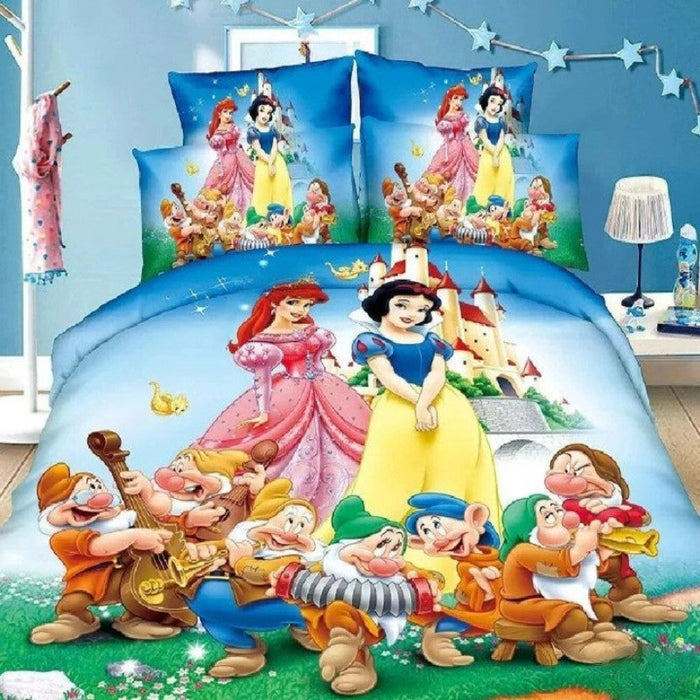 Animated Princess Print Duvet Covers With Pillowcase