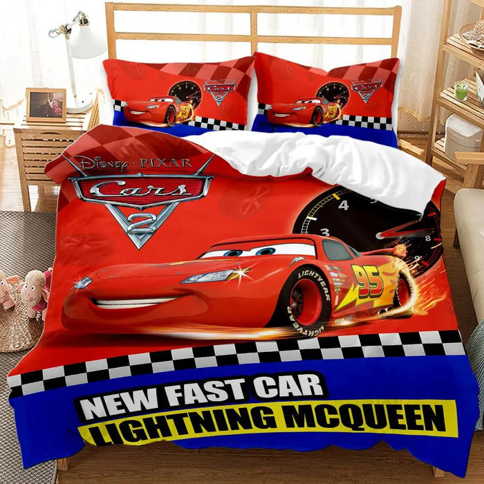 Cartoon Cars Printed Bedding Set