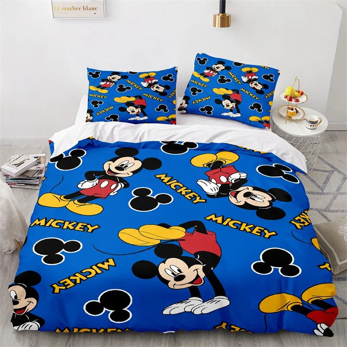 Cartoon Mickey Print Duvet Cover With Pillowcase