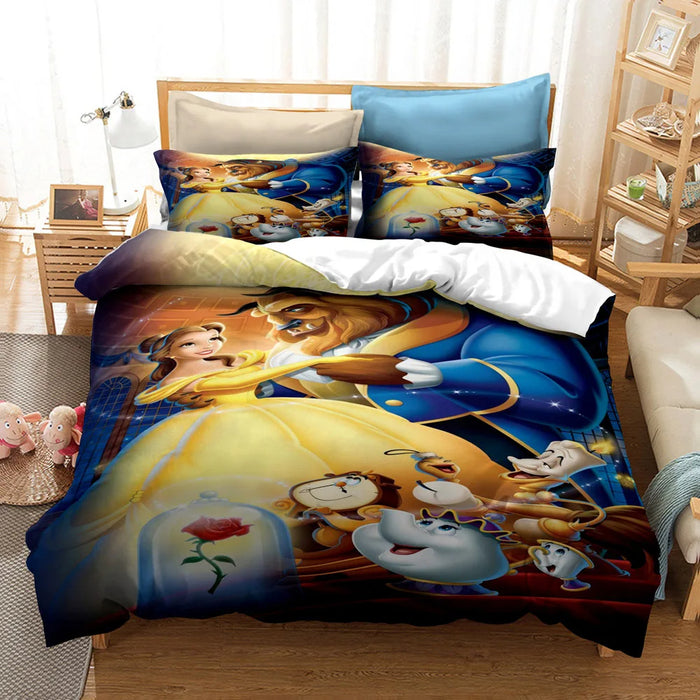 Beauty And The Beast Printed Duvet Bedding Set