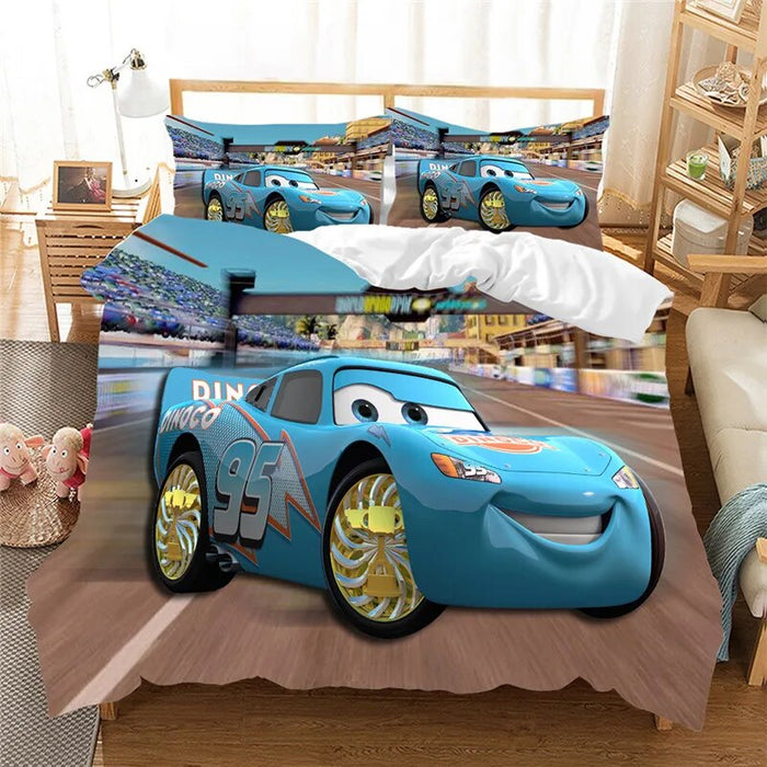 Cartoony Car Print Bedding Set