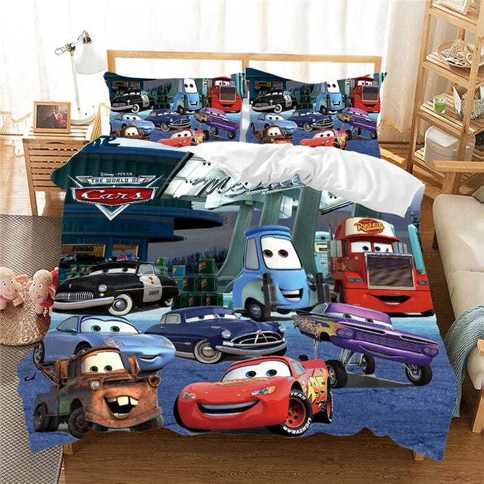 Cartoony Car Theme Print Bedding Set