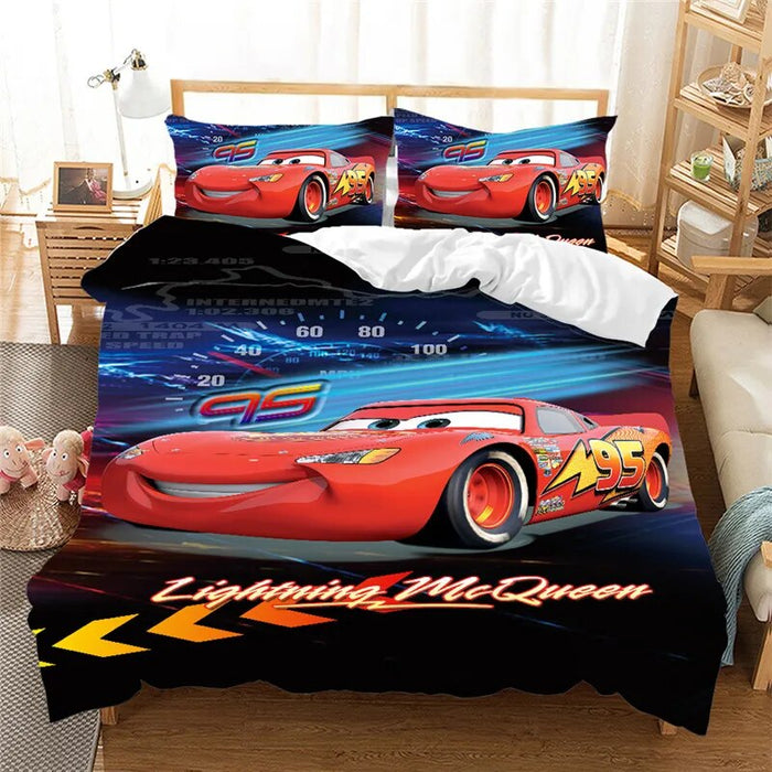 Cartoony Cars Printed Duvet Covers With Pillowcase