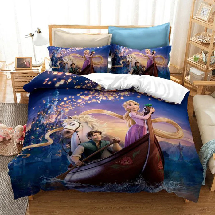 Princess Rapunzel Cartoon Printed Bedding Set