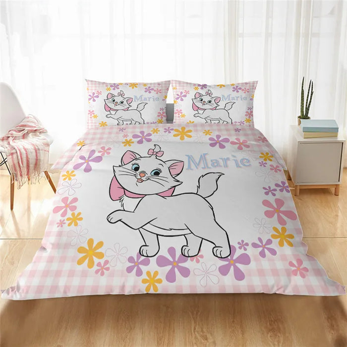 Elegant Kitty Pattern Duvet Cover With Pillowcase