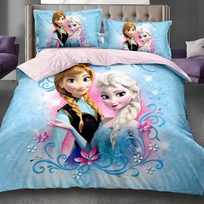Frozen Elsa And Anna Flower Themed Bedding Set