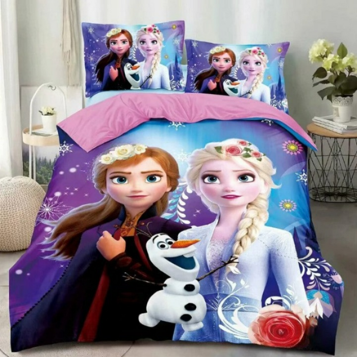 Frozen Elsa And Anna Print Pillowcase With Duvet Covers