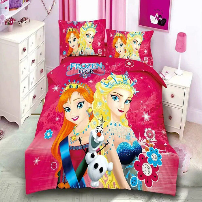 Frozen Princess And Flower Print Bedding Set