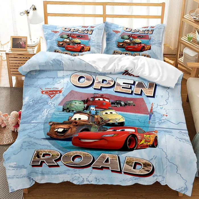 McQueen Cartoon Cars Printed Bed Cover Set