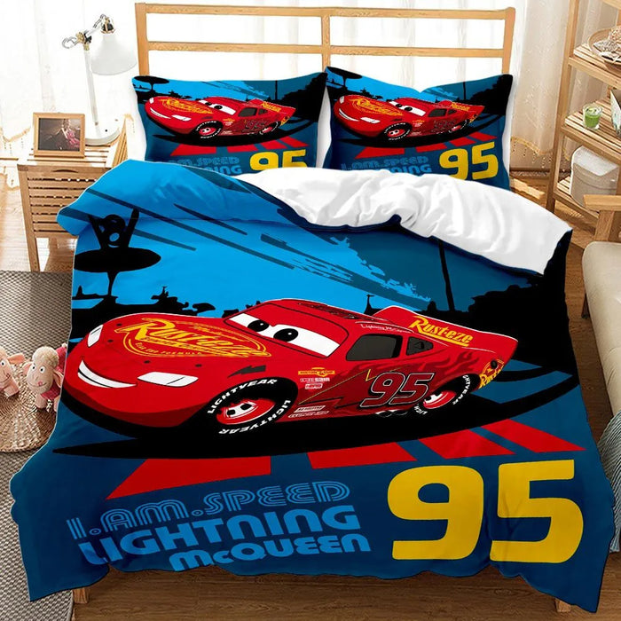 McQueen Cartoon Cars Printed Bedding Set