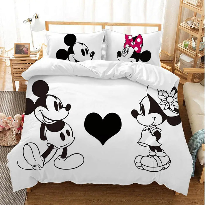 Mickey Minnie Mouse Printed Bed Cover Set