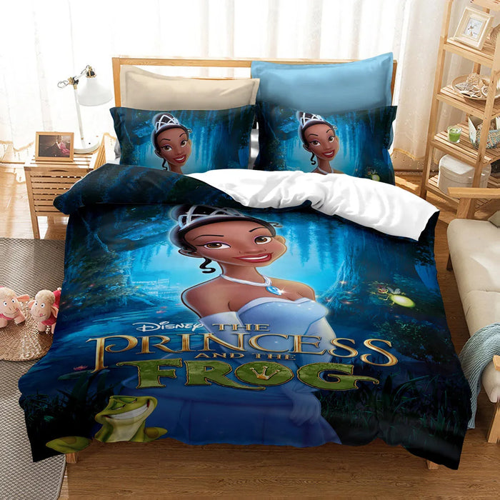 Princess Tiana Cartoon Printed Bed Cover Set