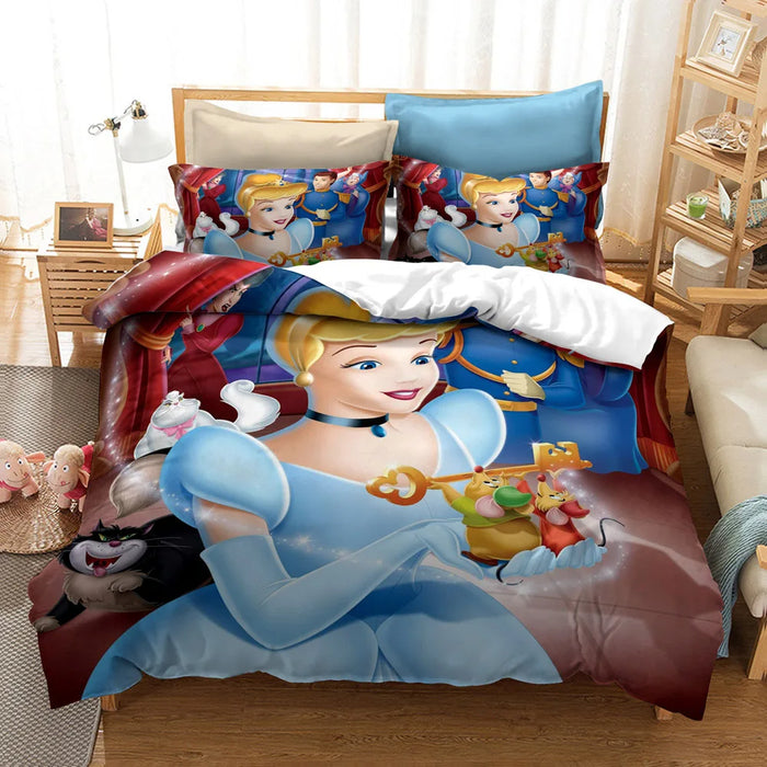Princess Cinderella Printed Duvet Bed Cover Set