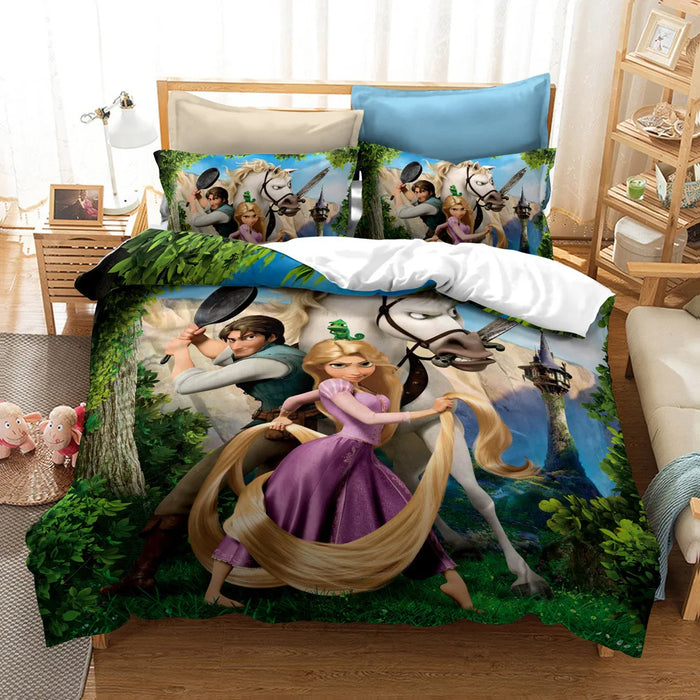 Rapunzel Princess Cartoon Printed Bedding Set
