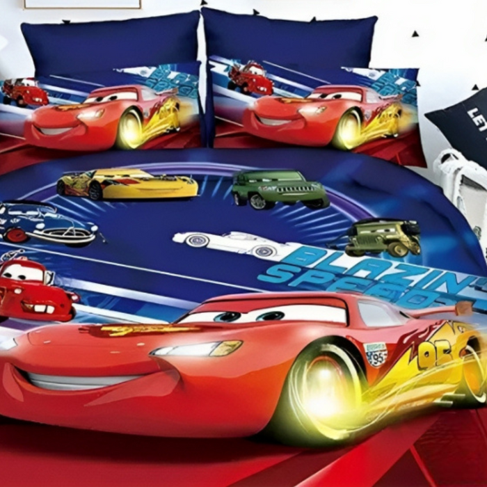 Cartoon Cars Duvet And Pillow Cover