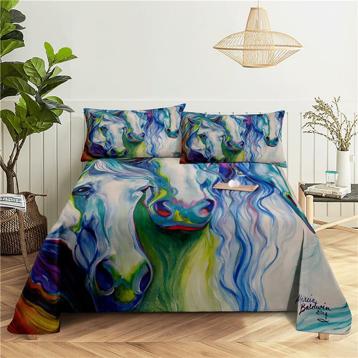 Cartoon Colored Print Bedding Set