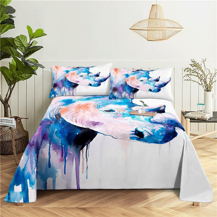 Cartoon Animal Print Polyester Bedding Set