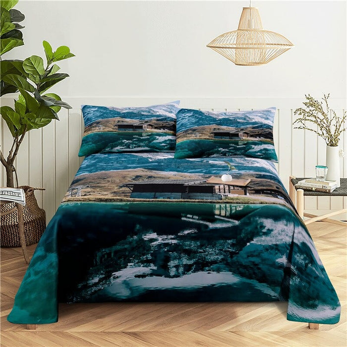 Mountains And Rivers Bed Flat Bedding Set