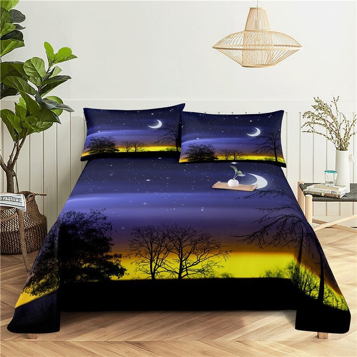 Night View Scene Print Bedding Set