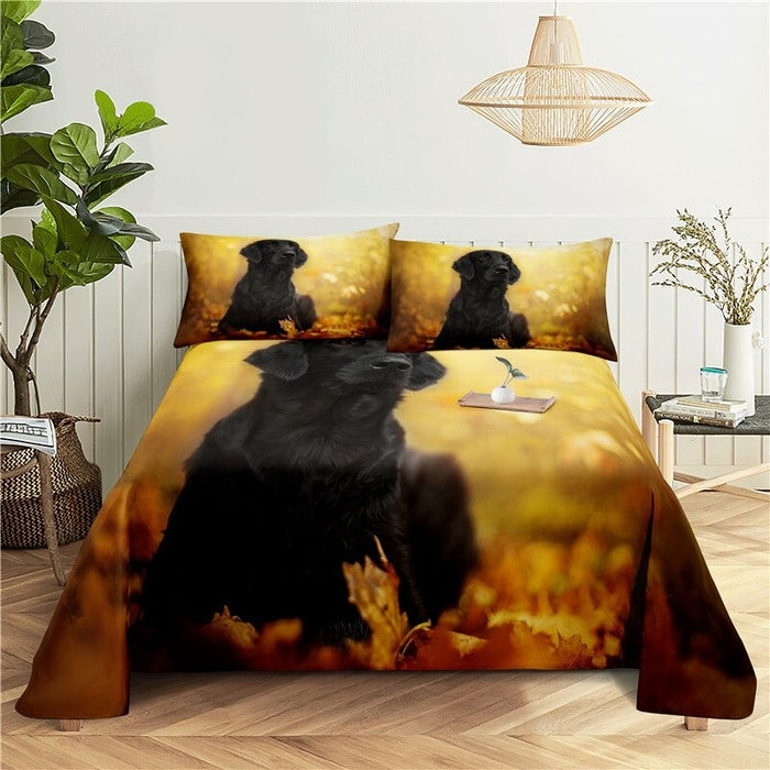 Dogs Digital Printed Polyester Bed Sheet Set