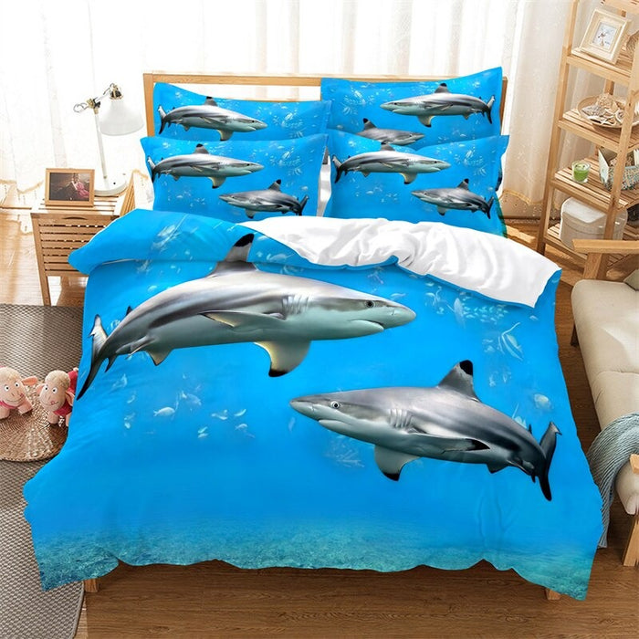 Blue Ocean Pattern Duvet Cover And Pillowcase Complete Set