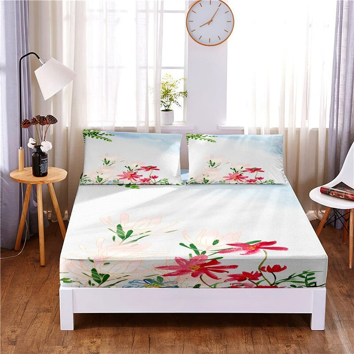 Beautiful Flower Digital Printed 3Pc Polyester Bedding Set