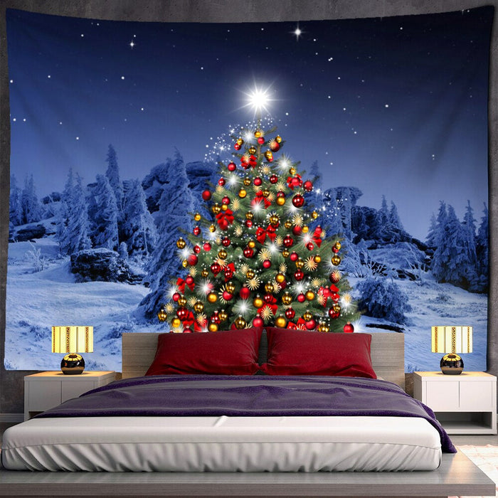 Christmas Tree At Night Tapestry Wall Hanging Tapis Cloth