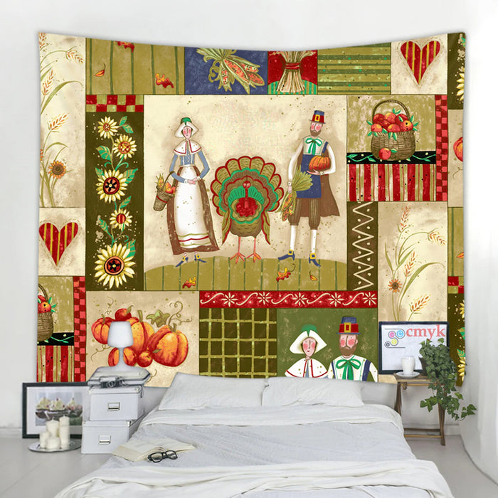 Cartoon Christmas Illustration Tapestry Wall Hanging Tapis Cloth