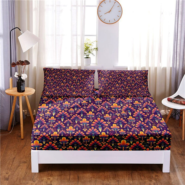 Flowers Digital Printed 3pc Polyester Bedding Set