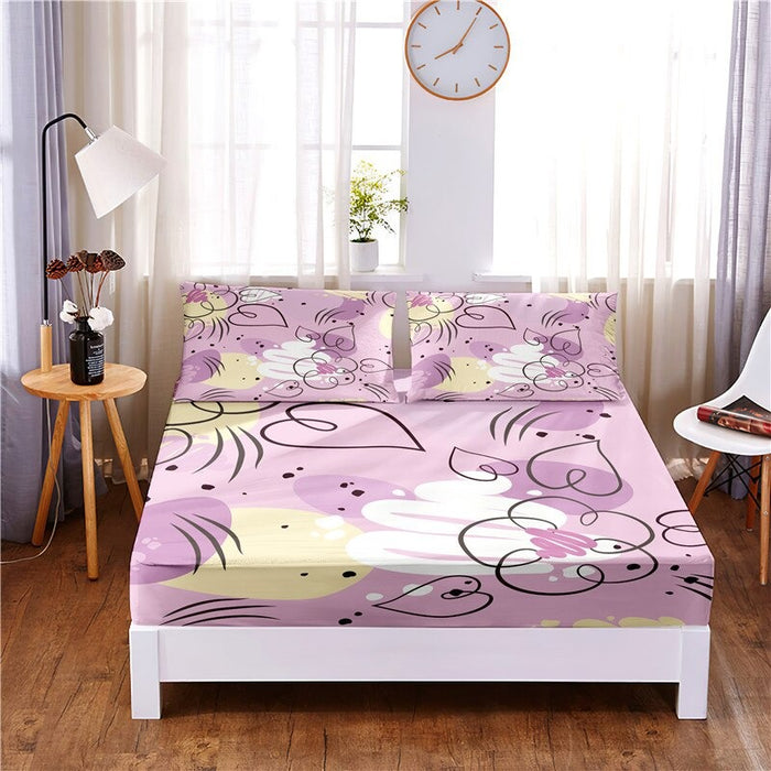 Beautiful Flower Digital Printed 3Pc Polyester Bedding Set