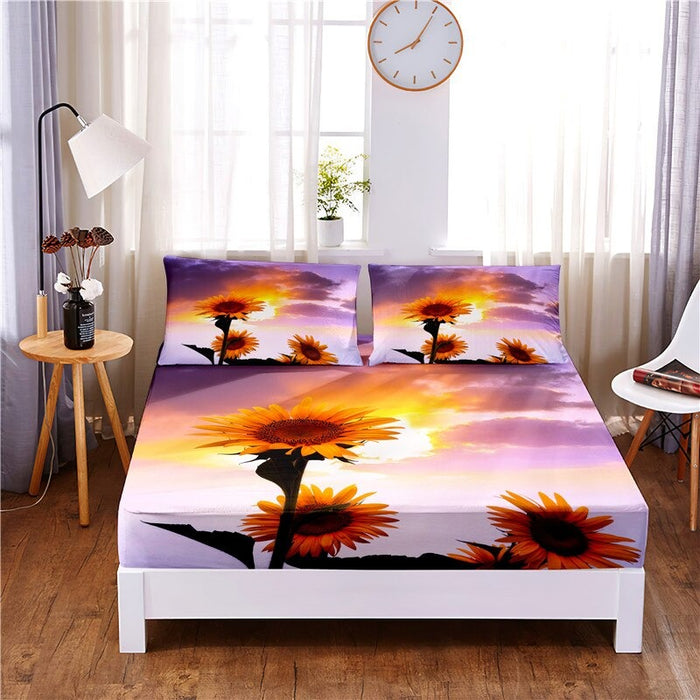 Plum Blossom Digital Printed 3Pc Polyester Bedding Set