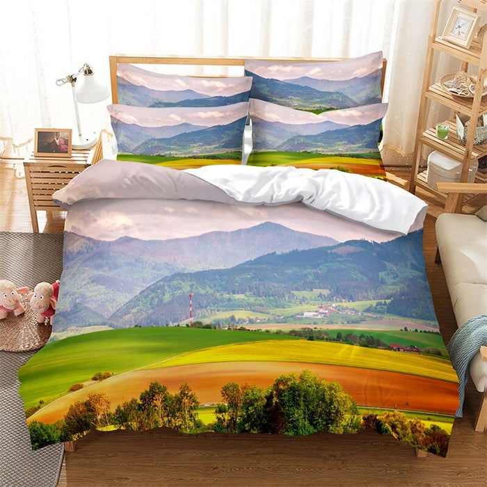 Green Grassland Digital Printed Bedding Set