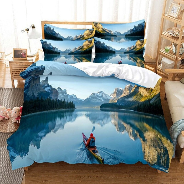 Nature Scenery Pattern Duvet Cover And Pillowcase Complete Set