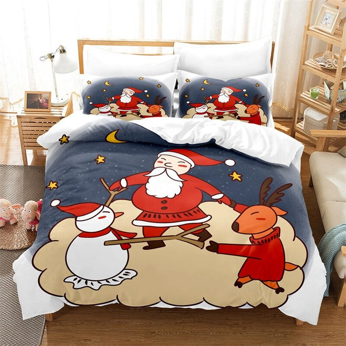 Cartoon Santa Claus Digital Printed Bedding Set