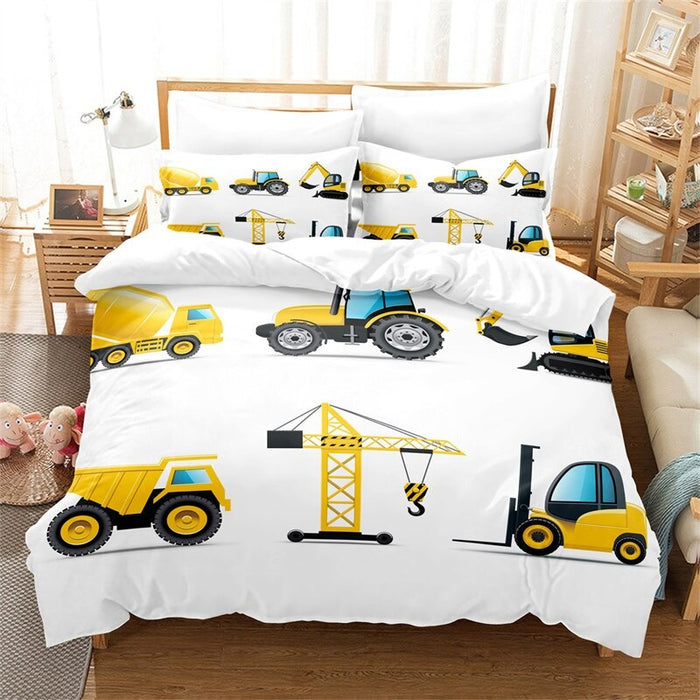 Cartoon Vehicles Digital Printed Bedding Set