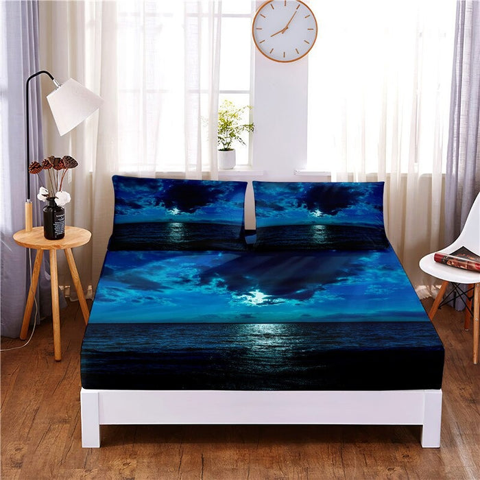 Night Scene Digital Printed 3pc Polyester Bedding Set