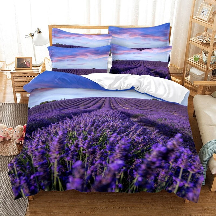 Lavender Floral Digital Printed Bedding Set