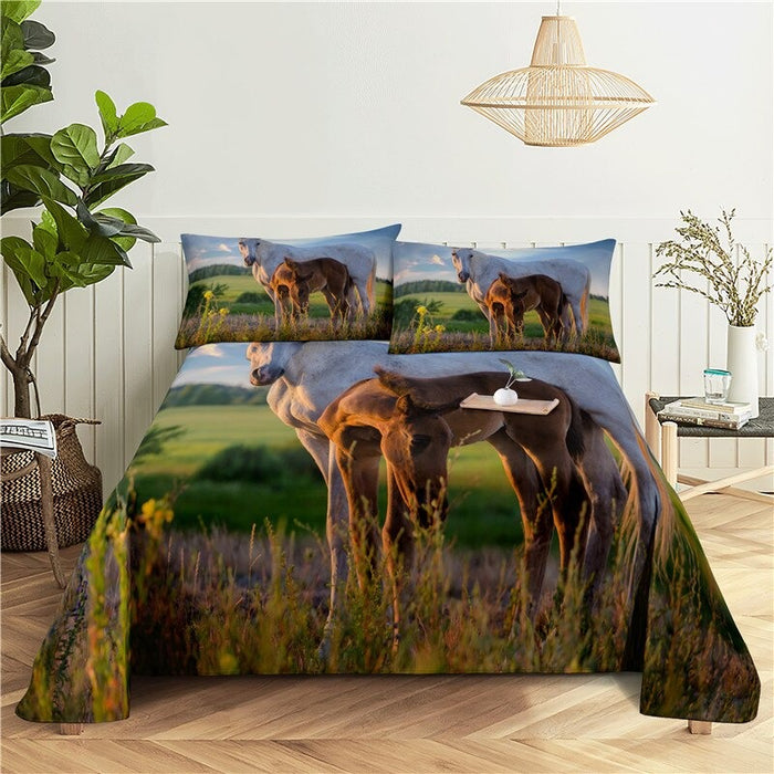 3 Sets Beautiful Horse Print Bedding Set