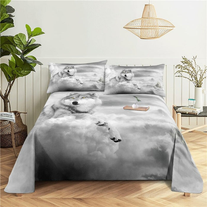 3 Sets Wolves Printed Bedding