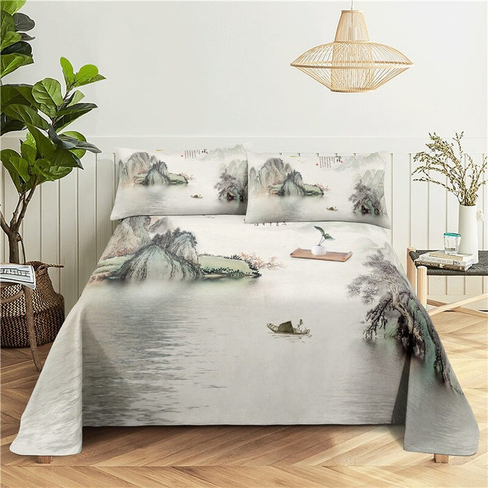 Landscape Painting Printed Bedding Set