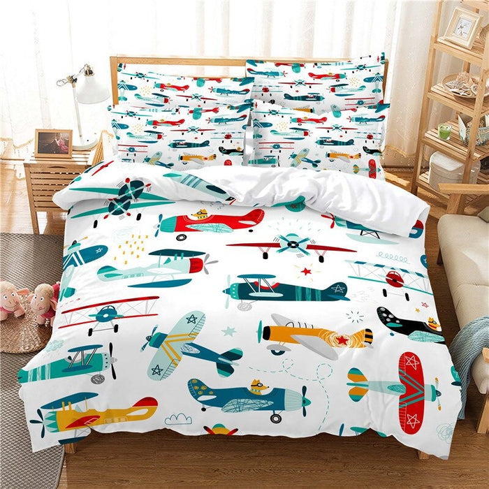 Cartoon Vehicles Digital Printed Bedding Set