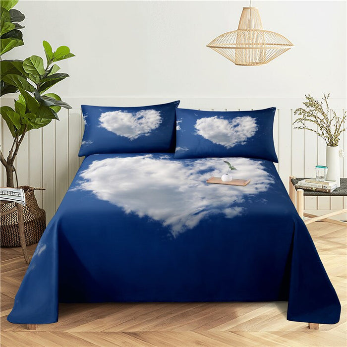 Scenery Print Polyester Flat Bedding Set