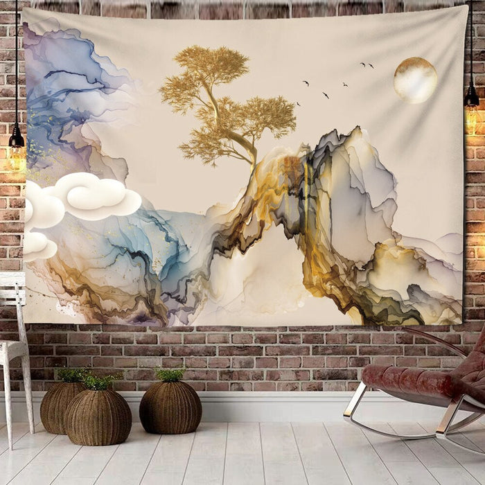 Oil Painting Flowers & Birds Tapestry Wall Hanging Tapis Cloth