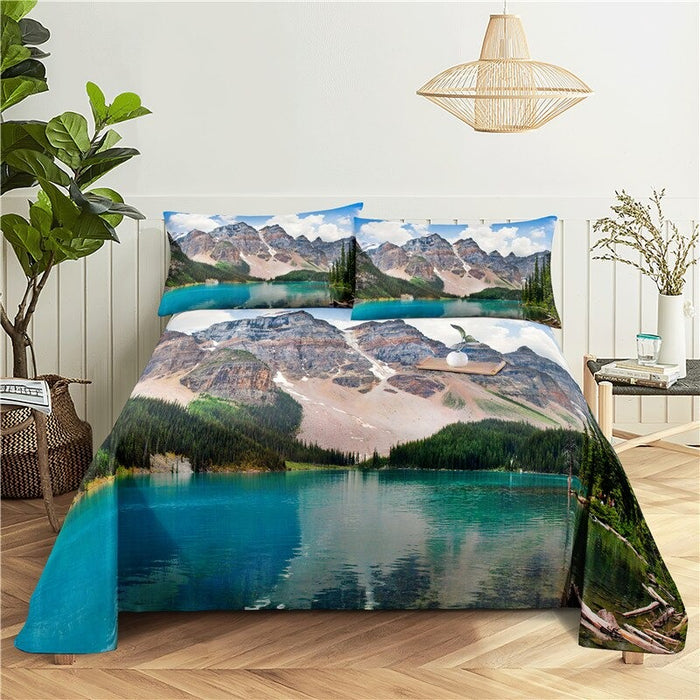 3 Sets Mountain Printed Bedding