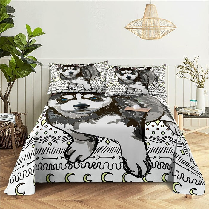 Cartoon Animal Print Polyester Bedding Set