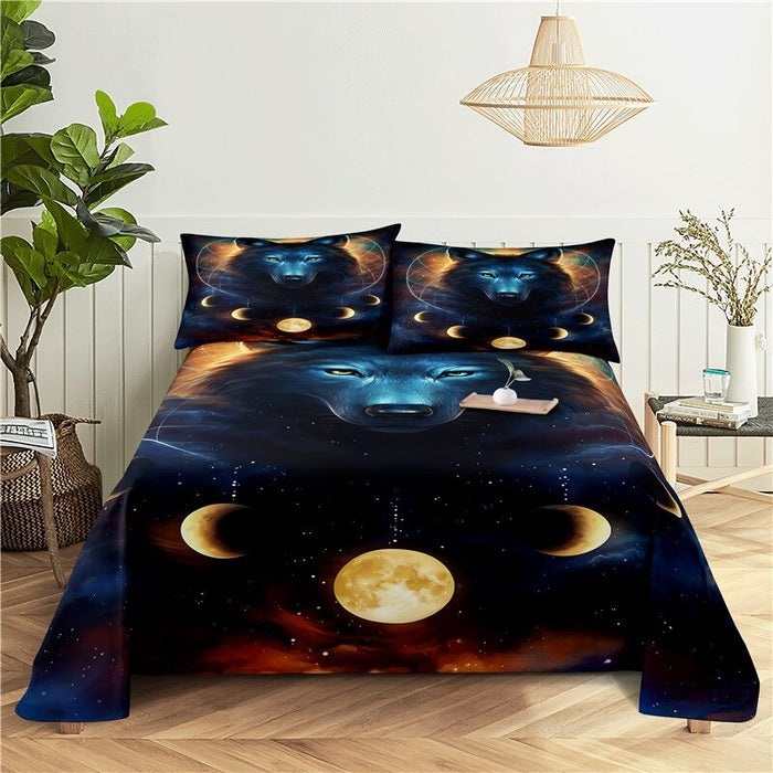 Cartoon Space Cat Printed Bedding Set
