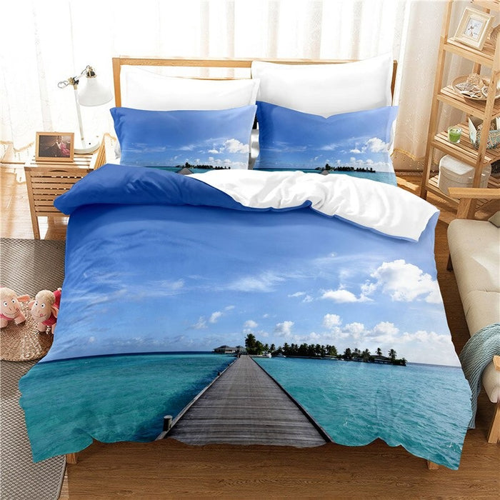 3D Mountain Lake Bedding Duvet Cover Set