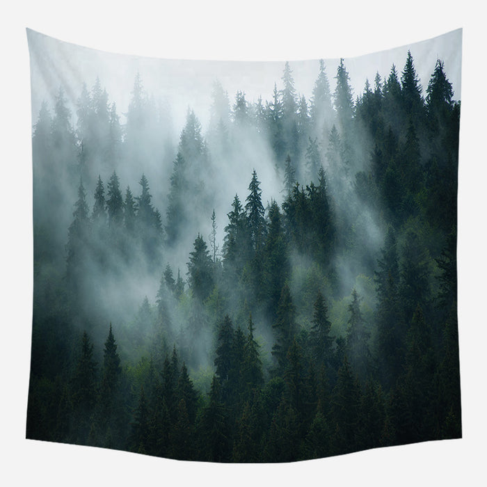 Deep Green Forest Tapestry Wall Hanging Tapis Cloth