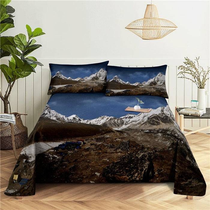 Printed Mountain Scenery Bedding Set